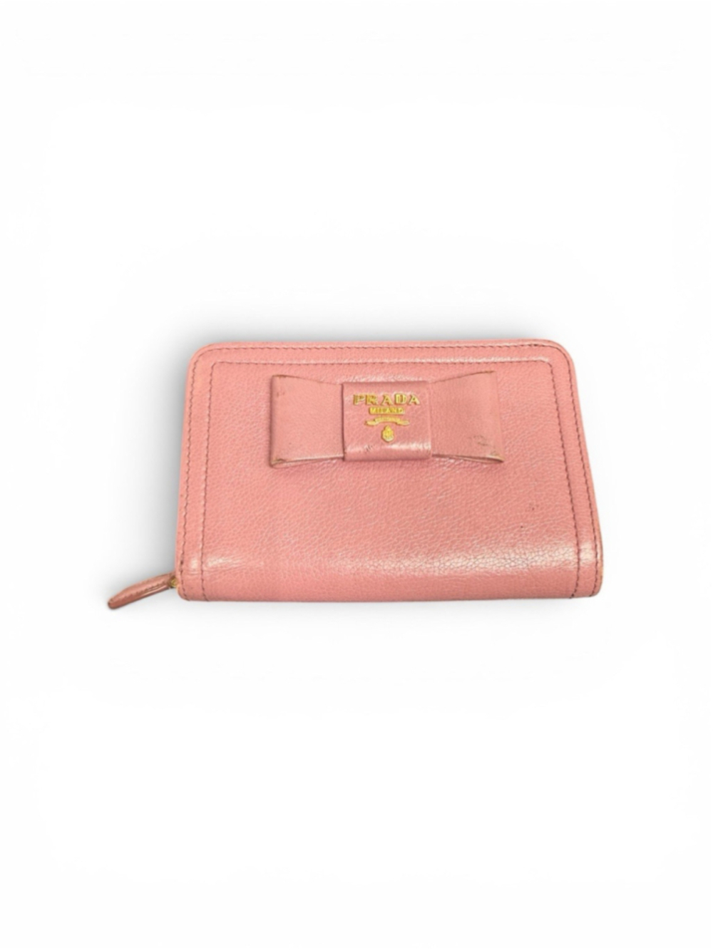 Prada Pink Bow Zip-Around Wallet
